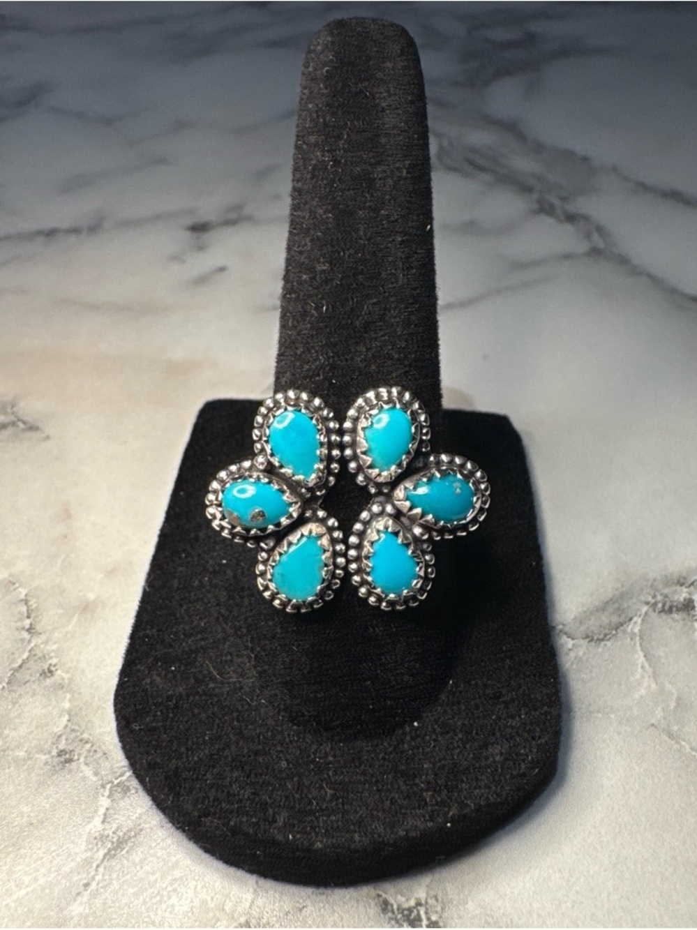 Turquoise Flower Cluster Ring - Women Jewelry